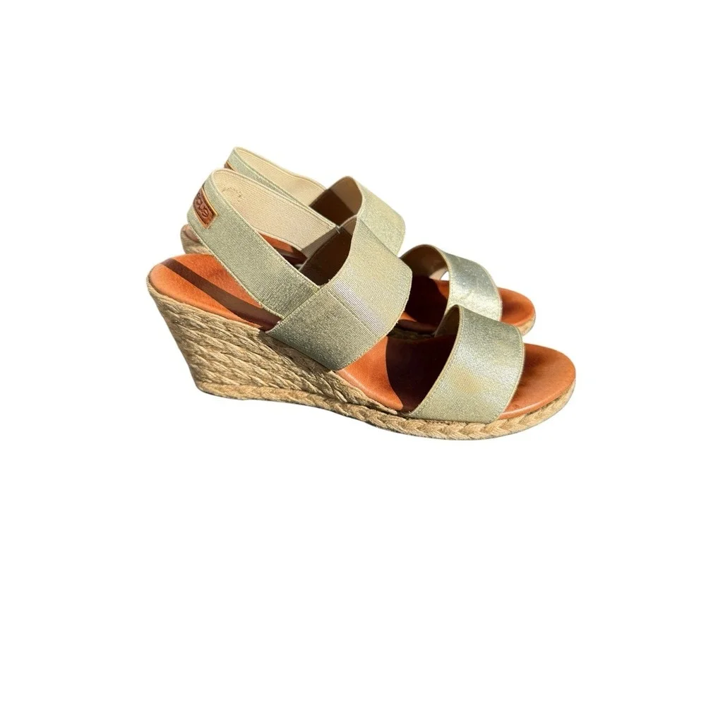 André Assous Allison Metallic Espadrille Wedge in‎ the color 